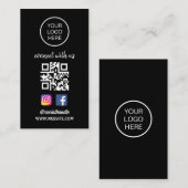 お客様との接続 |ソーシャルメディアQRコードブラック 名刺 (正面/裏面)