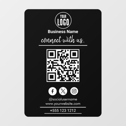 お客様との接続 |ソーシャルメディアQRコードホワイト ウィンドウサイン (シート)