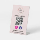 お客様との接続 | ソーシャルメディアQRコーモダンド 台座サイン (正面)