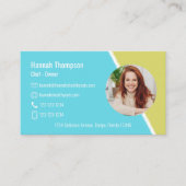 お客様との接続 |写真モダンQRコードティール（緑がかった色） 名刺 (正面)