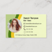 お客様との接続 |写真モダンQRコード（緑） 名刺 (正面)