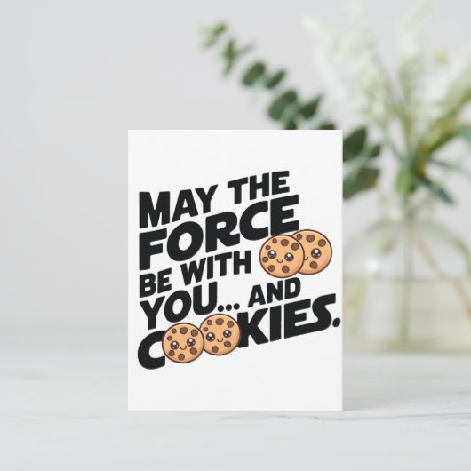 お客様とクッキーが力を合わせている場合 ポストカード (スタンド正面)