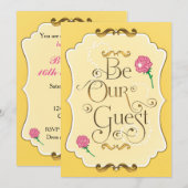 お客様になろう ピンクのバラのエレガントなイベントパーティー 招待状 (正面/裏面)