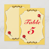 お客様にゲストとして参加いただく 赤いバラのパーティー テーブルナンバーカード 招待状 (正面/裏面)