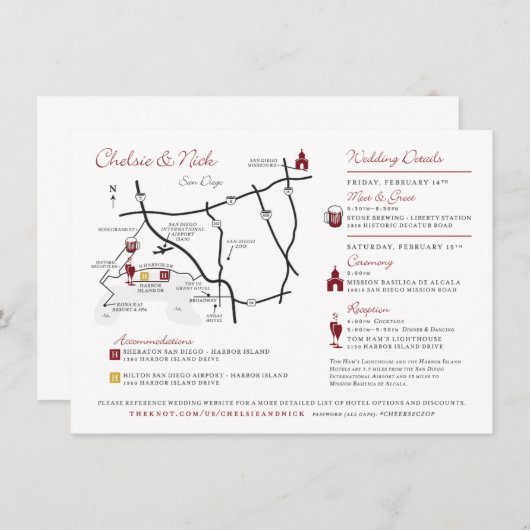 お客様に合わせて設計されたカスタムウェディングマップ エンクロージャーカード (正面/裏面)