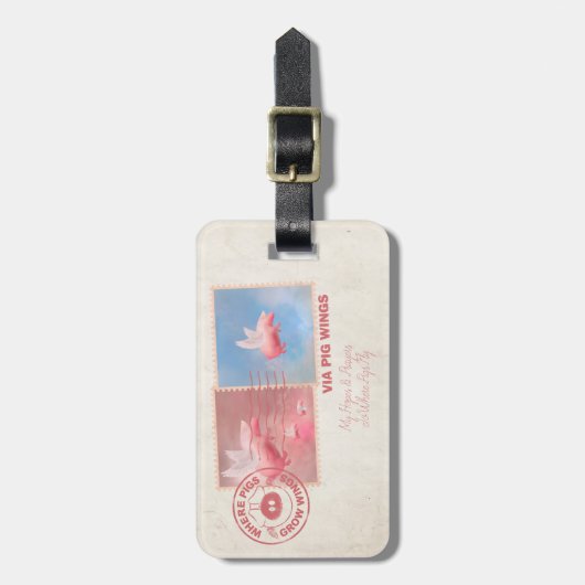 お客様に対し飛んでいるて豚の送料荷物タグを提供 ラゲッジタグ (正面縦)