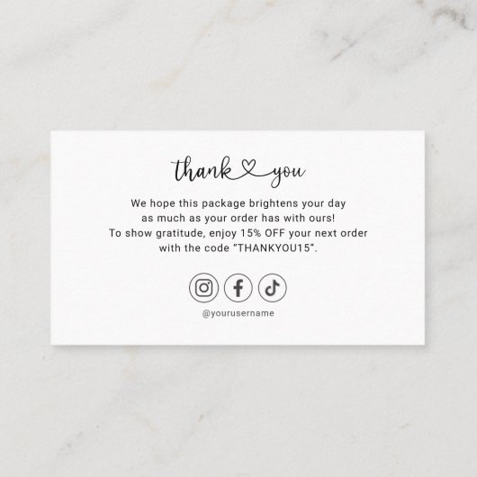 お客様に感謝のハートガーリーソーシャルメディア 名刺 (裏面)