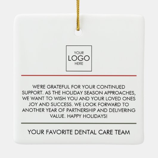 お客様に感謝の会社のロゴビジネスクリスマス セラミックオーナメント (裏面)
