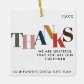 お客様に感謝の会社のロゴビジネスクリスマス セラミックオーナメント (正面)