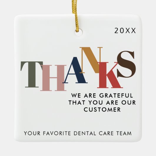 お客様に感謝の会社のロゴビジネスクリスマス セラミックオーナメント (正面)