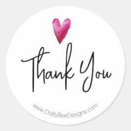 お客様に感謝の水の色ハート ラウンドシール