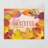 お客様に感謝を伝えるビジネス向けの感謝祭ポストカード ポストカード (正面)
