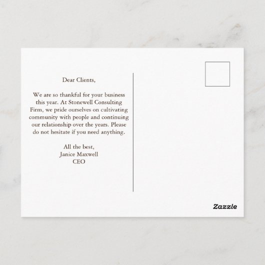 お客様に感謝を伝える感謝祭の葉 ポストカード (裏面)