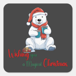 お客様に魔法のクリスマスキュートなビールをお願い スクエアシール