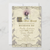 お客様に魔法を 私の魅惑のローズゴールド ヴィンテージウェディング 招待状 (正面)