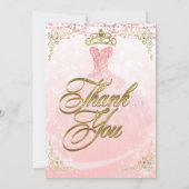 お客様に - プリンセス ピンク ゴールド スウィート 16 御礼 招待状 (裏面)