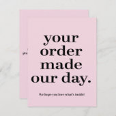 お客様のご注文により、当日のビジネス用エンクロージャカードが作成されました エンクロージャーカード (正面/裏面)