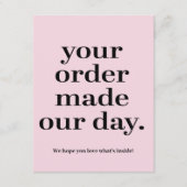 お客様のご注文により、当日のビジネス用エンクロージャカードが作成されました エンクロージャーカード (正面)