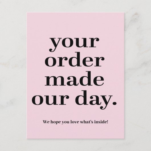 お客様のご注文により、当日のビジネス用エンクロージャカードが作成されました エンクロージャーカード (正面)