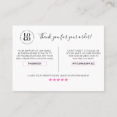 お客様のご注文割引に対し、ありがとうございます 名刺 (正面)