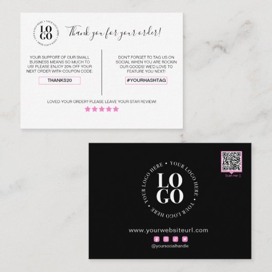 お客様のご注文割引に対し、ありがとうございます 名刺 (正面/裏面)