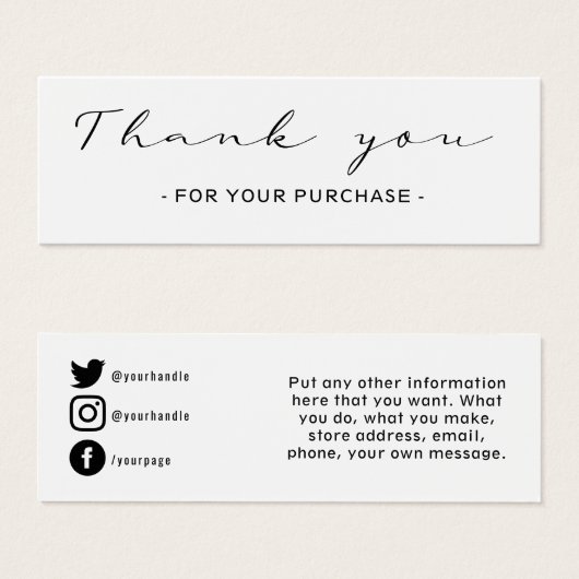 お客様のご注文、ソーシャルメディア挿入カードに感謝 (正面&裏面)