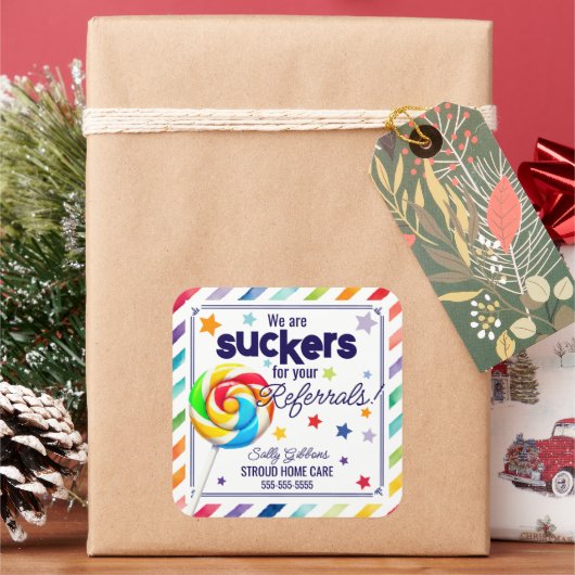 お客様のご紹介に甘い誘惑 - 楽しいキャンディー スクエアシール (クリスマス)