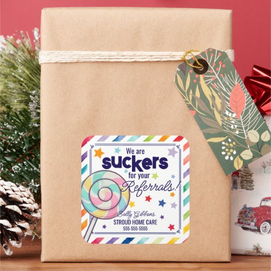 お客様のご紹介に甘い誘惑 - 楽しいキャンディー スクエアシール (クリスマス)