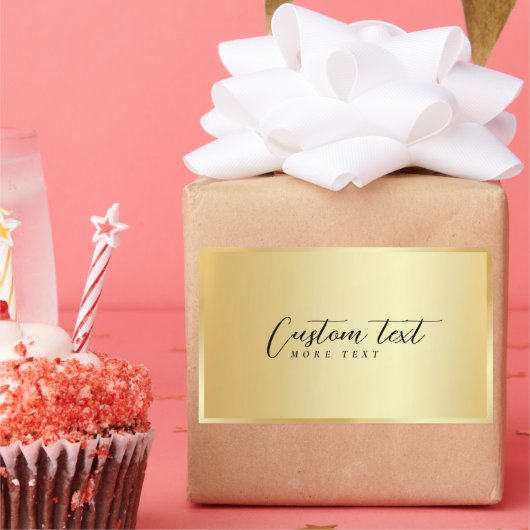 お客様のカスタムテキスト エレガント タイポグラフィー ゴールド テンプレート 長方形シール (パーティー)