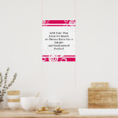 お客様のカスタム引用文ストライプと花ラズベリーの追加 ポスター (キッチン)