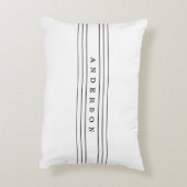お客様のカスタム文字とモダンストライプ |黒と白 アクセントクッション (裏面(縦))
