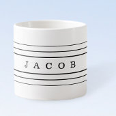 お客様のカスタム文字とモダンストライプ |黒と白 エスプレッソカップ