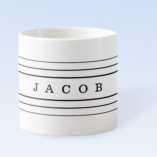 お客様のカスタム文字とモダンストライプ |黒と白 エスプレッソカップ