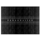 お客様のカスタム文字とモダンストライプ |黒と白 カッティングボード (正面)