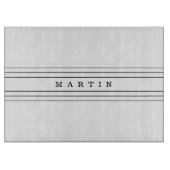 お客様のカスタム文字とモダンストライプ |黒と白 カッティングボード (正面)