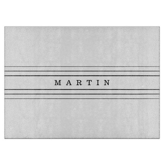 お客様のカスタム文字とモダンストライプ |黒と白 カッティングボード (正面)