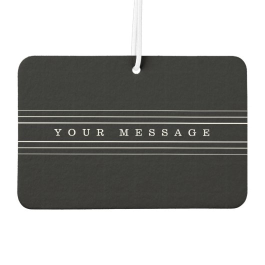 お客様のカスタム文字とモダンストライプ |黒と白 カーエアーフレッシュナー (裏面)