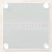 お客様のカスタム文字とモダンストライプ |黒と白 ガラスコースター (裏面)