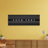 お客様のカスタム文字とモダンストライプ |黒と白 キャンバスプリント (インサイチュ (リビング))