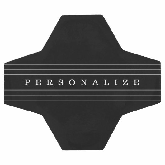 お客様のカスタム文字とモダンストライプ |黒と白 サッカーボール (フラット)