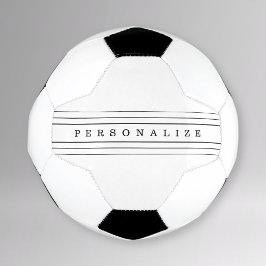 お客様のカスタム文字とモダンストライプ |黒と白 サッカーボール