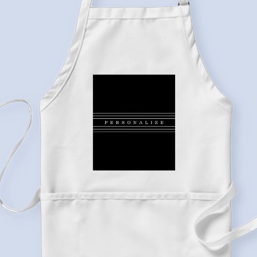 お客様のカスタム文字とモダンストライプ |黒と白 スタンダードエプロン