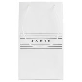 お客様のカスタム文字とモダンストライプ |黒と白 スモールペーパーバッグ (裏面)