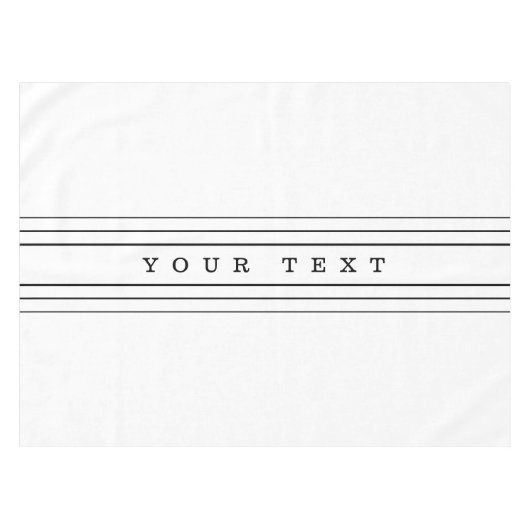 お客様のカスタム文字とモダンストライプ |黒と白 テーブルクロス (正面(横))