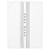 お客様のカスタム文字とモダンストライプ |黒と白 テーブルクロス (正面)