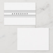 お客様のカスタム文字とモダンストライプ |黒と白 ノートカード (正面/裏面)