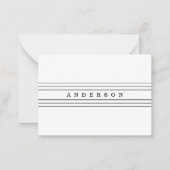 お客様のカスタム文字とモダンストライプ |黒と白 ノートカード (正面)