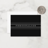お客様のカスタム文字とモダンストライプ |黒と白 ノートカード (正面/裏面インサイチュ)