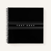 お客様のカスタム文字とモダンストライプ |黒と白 ノートブック (正面)