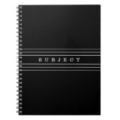 お客様のカスタム文字とモダンストライプ |黒と白 ノートブック (正面)